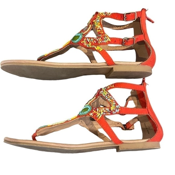 Euc No Angel women’s sandals, flats, beads, gems, boho, multicolour, size 7. - Picture 6 of 9